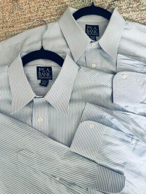 Jos. A. Bank (2) Traveler's Collection Tailored Fit Men's Dress Shirts 17-33 EUC